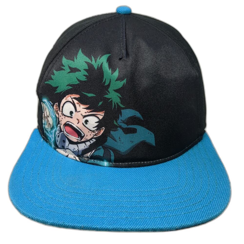 My Hero Academia Izuku Midoriya Anime 5 Panel Black Blue One Size Snapback Hat